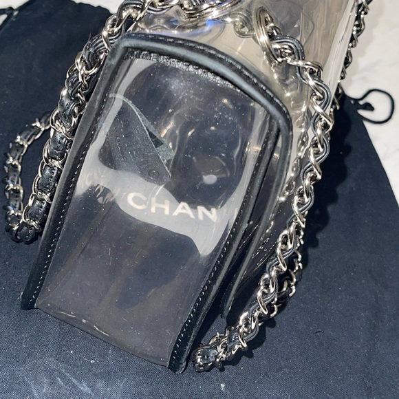 Chanel Clear PVC Black Lambskin Leather Trim Evening Shoulder Flap Bag - Picture 11 of 14